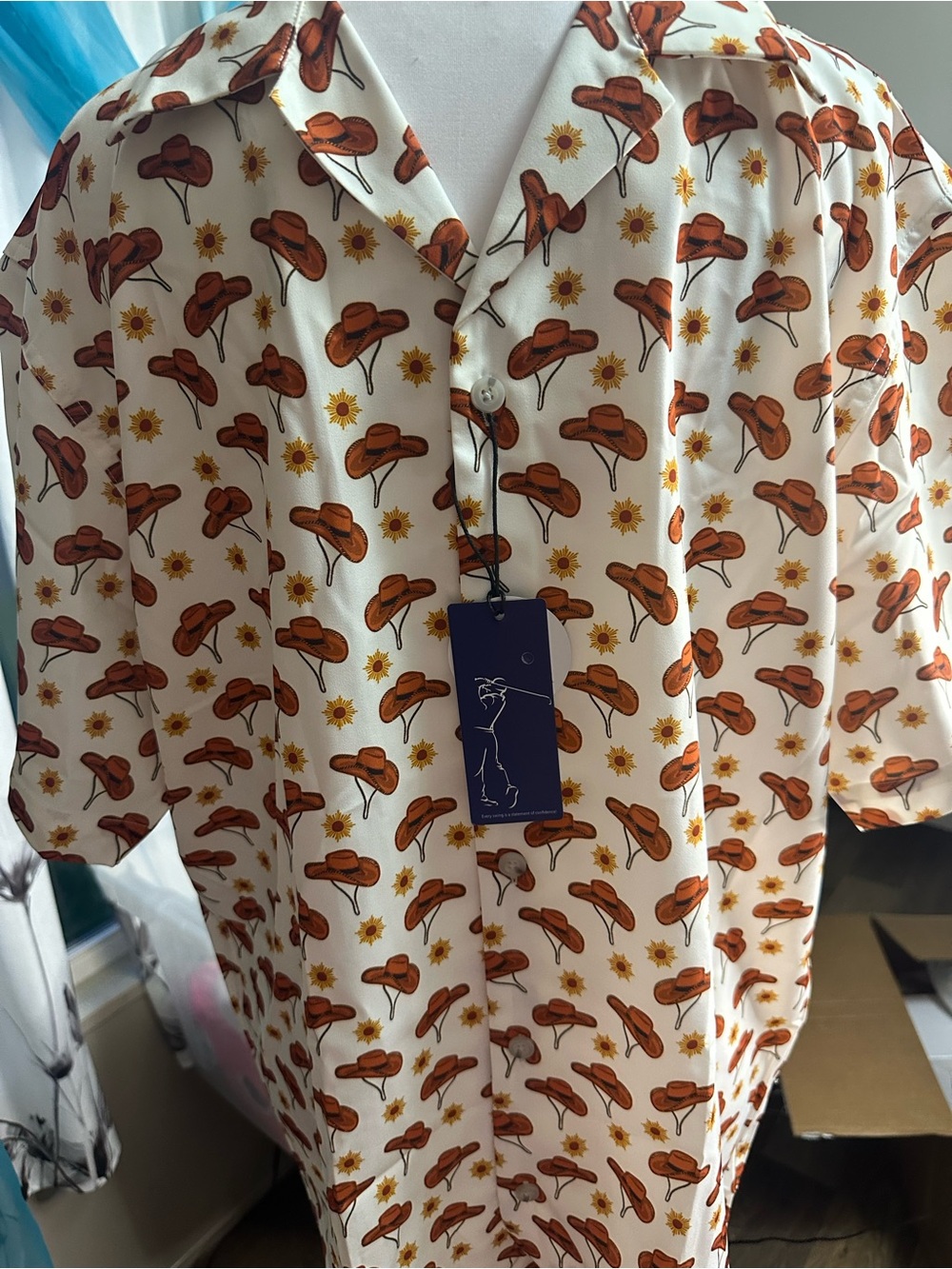 Men’s Golf Button-Up Shirt with Cowboy Hats